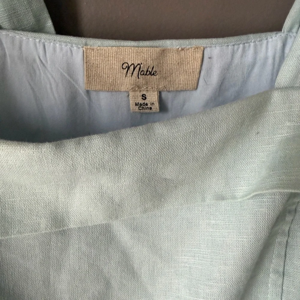 Light Blue Mini Dress with bow straps adjustable size small Mable Anthropologie - Picture 4 of 9